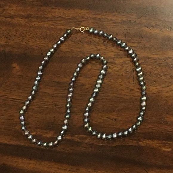 Vintage 14K Gold Peacock Pearl Single Strand Necklace 18inches - Picture 10 of 13